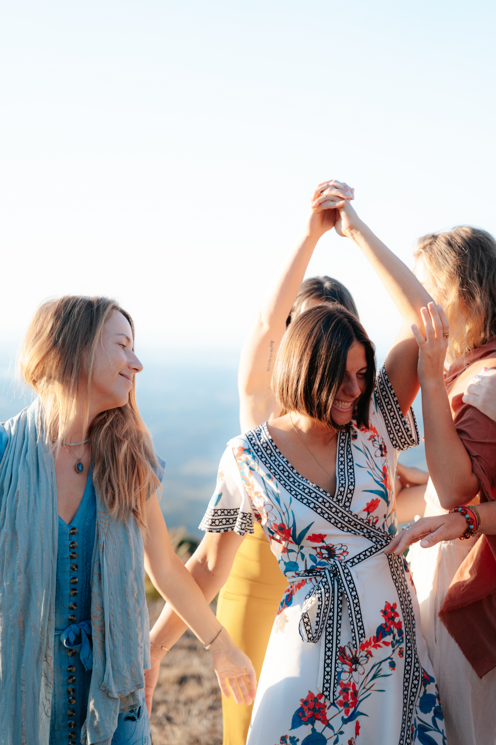 women sharing presence and connection at a retreat